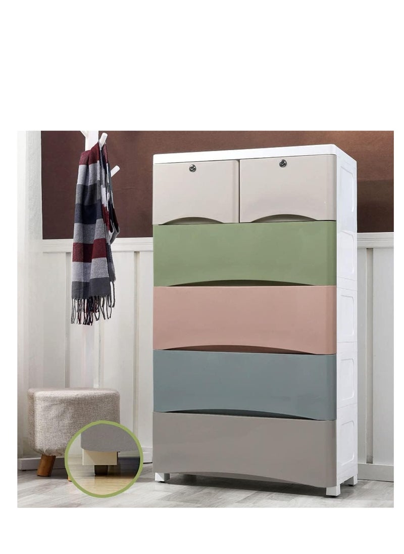 Plastic Cabinet 5 Drawers Storage Dresser Small Closet Drawers Organizer Unit For Clothes Toys Bedroom Playroom