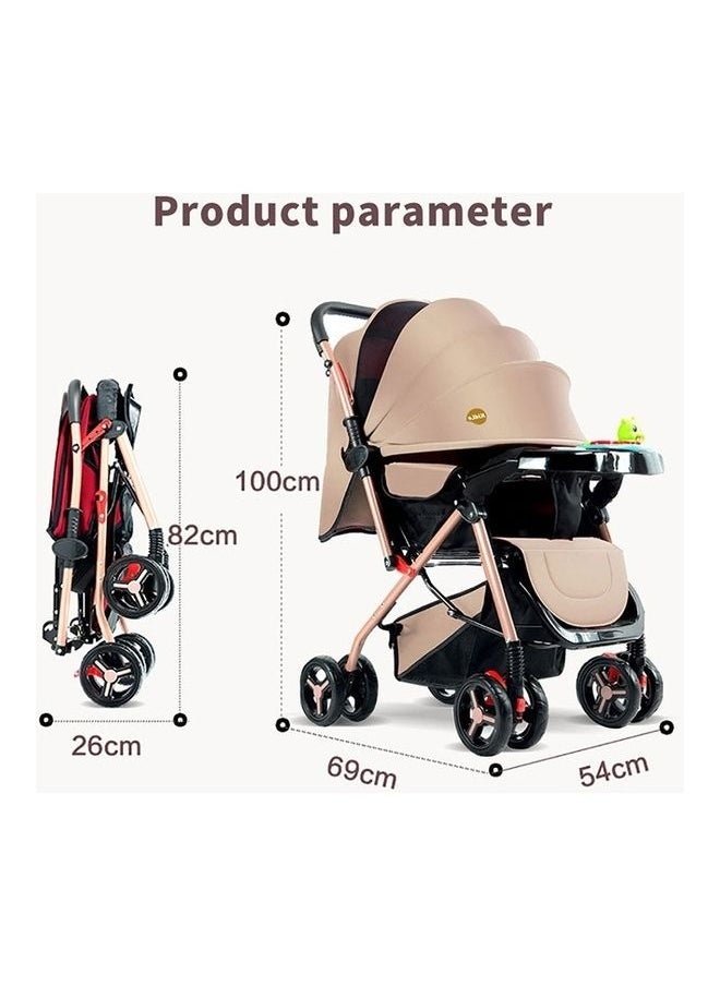 Baby Stroller Has Adjustable Handles With Two-Way Push