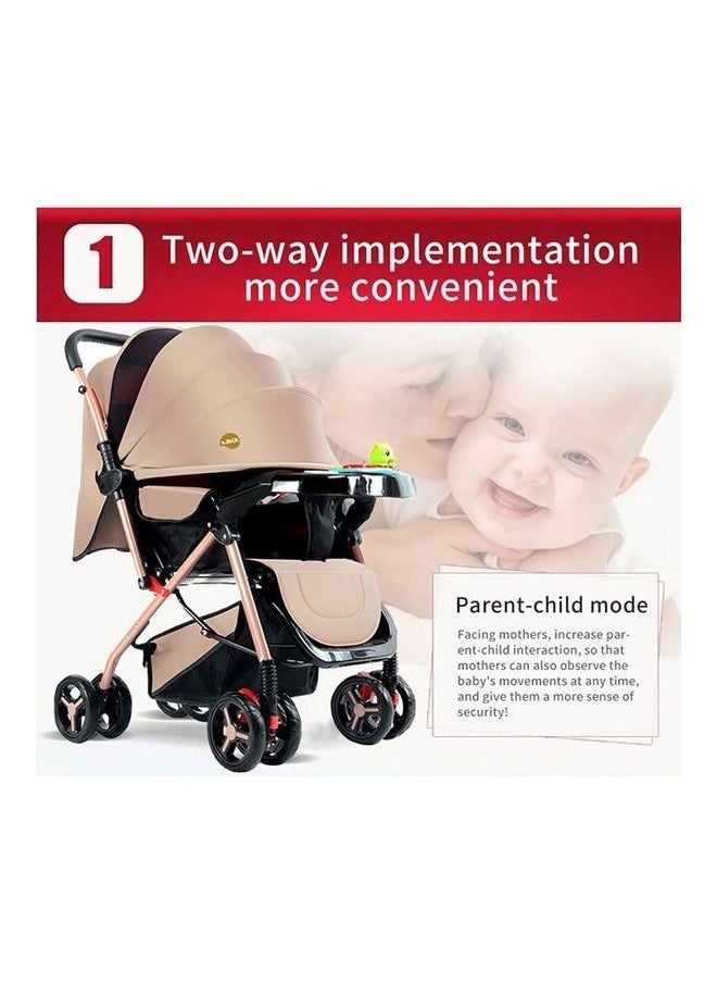 Baby Stroller Has Adjustable Handles With Two-Way Push