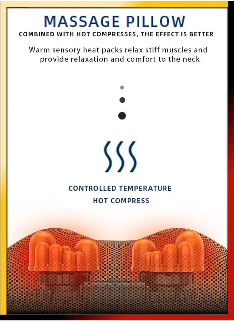 Shiatsu Neck And Shoulder Massage Electric Pillow Massager Machine Back Cervical Relaxation Cushion 8 Heads Warm Heating Kneading Deep Tissue Therapy Body Spine Calf Thigh Leg Foot Muscle Pain Relief