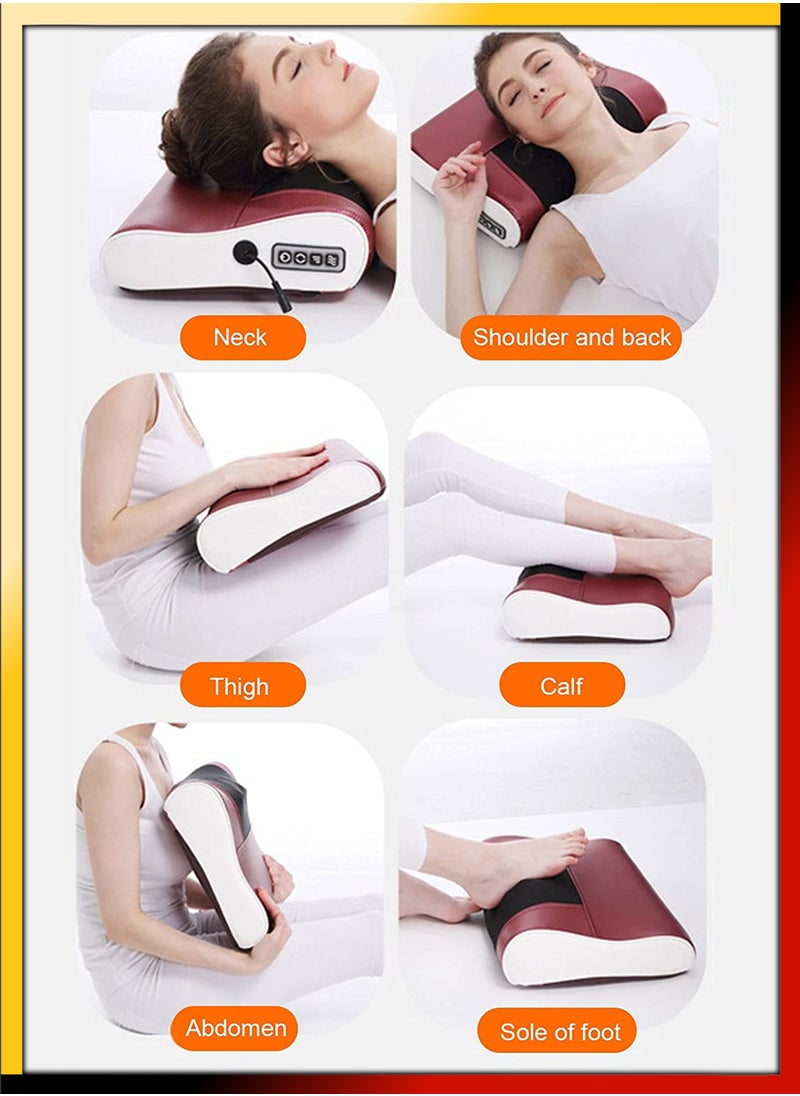 Shiatsu Neck And Shoulder Massage Electric Pillow Massager Machine Back Cervical Relaxation Cushion 8 Heads Warm Heating Kneading Deep Tissue Therapy Body Spine Calf Thigh Leg Foot Muscle Pain Relief