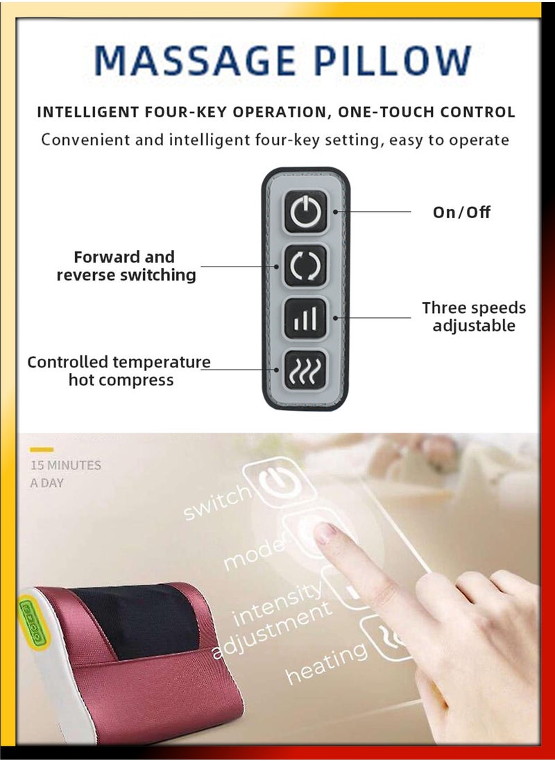 Shiatsu Neck And Shoulder Massage Electric Pillow Massager Machine Back Cervical Relaxation Cushion 8 Heads Warm Heating Kneading Deep Tissue Therapy Body Spine Calf Thigh Leg Foot Muscle Pain Relief