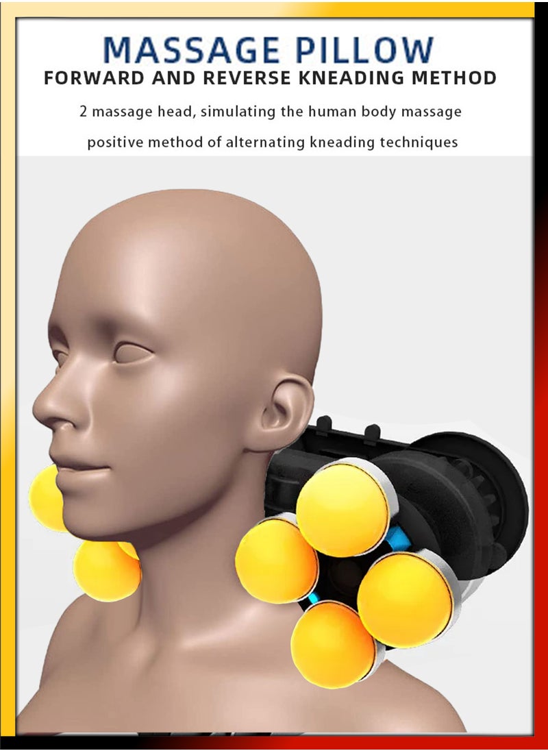 Shiatsu Neck And Shoulder Massage Electric Pillow Massager Machine Back Cervical Relaxation Cushion 8 Heads Warm Heating Kneading Deep Tissue Therapy Body Spine Calf Thigh Leg Foot Muscle Pain Relief