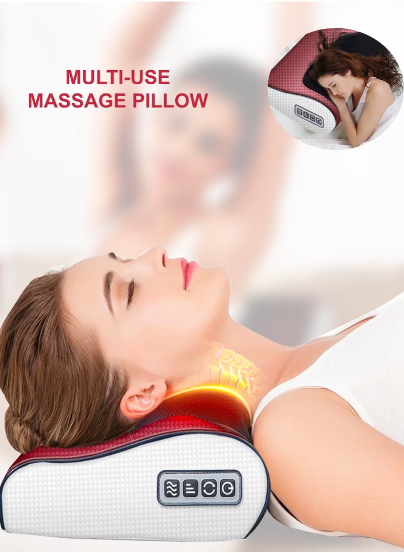 Shiatsu Neck And Shoulder Massage Electric Pillow Massager Machine Back Cervical Relaxation Cushion 8 Heads Warm Heating Kneading Deep Tissue Therapy Body Spine Calf Thigh Leg Foot Muscle Pain Relief