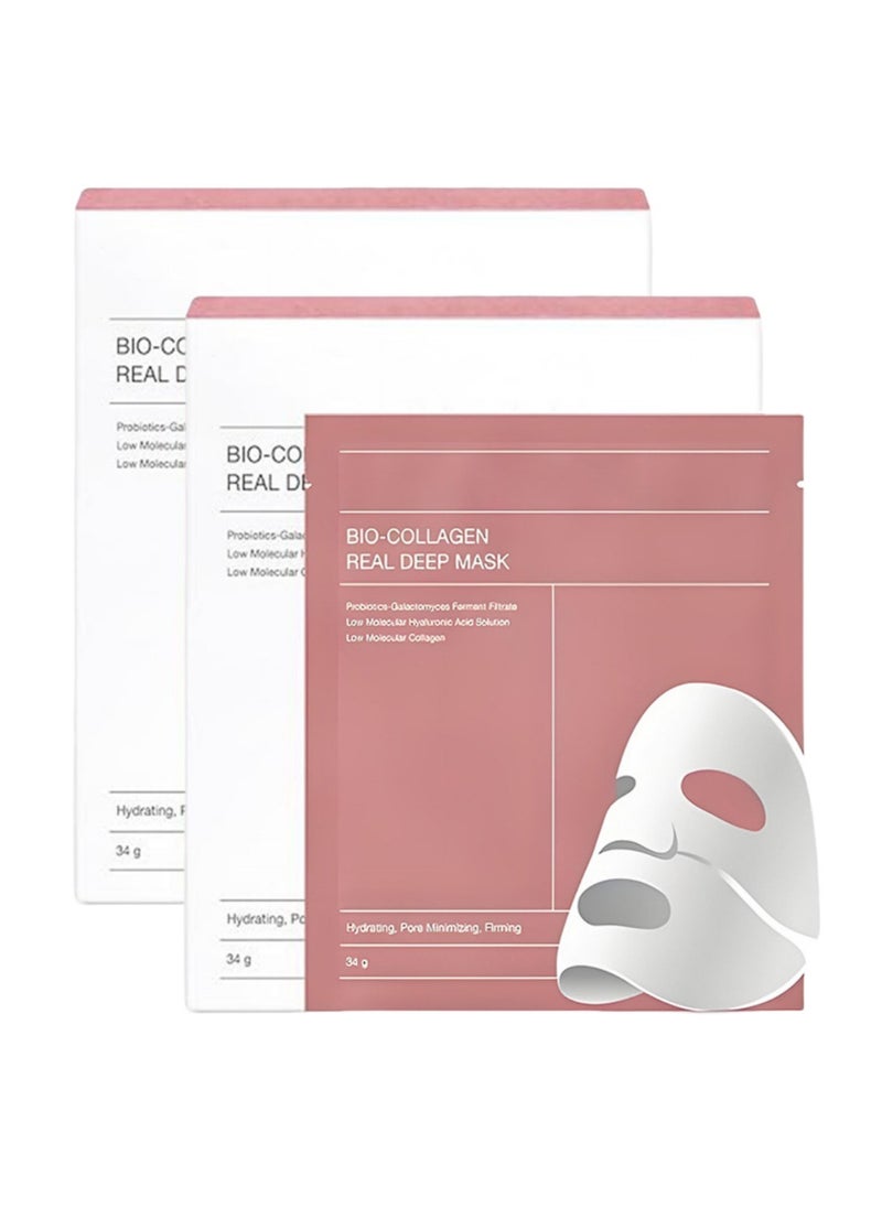 2-PACK Bio-Collagen Real Deep Mask, Hydrating Overnight Hydrogel Mask, Pore Minimizing, Elasticity Improvement, 34gx4pcsx2