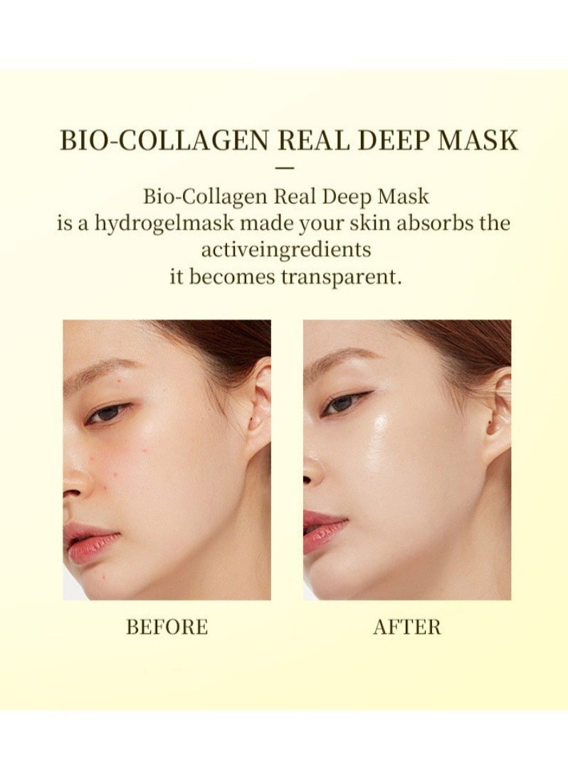 2-PACK Bio-Collagen Real Deep Mask, Hydrating Overnight Hydrogel Mask, Pore Minimizing, Elasticity Improvement, 34gx4pcsx2