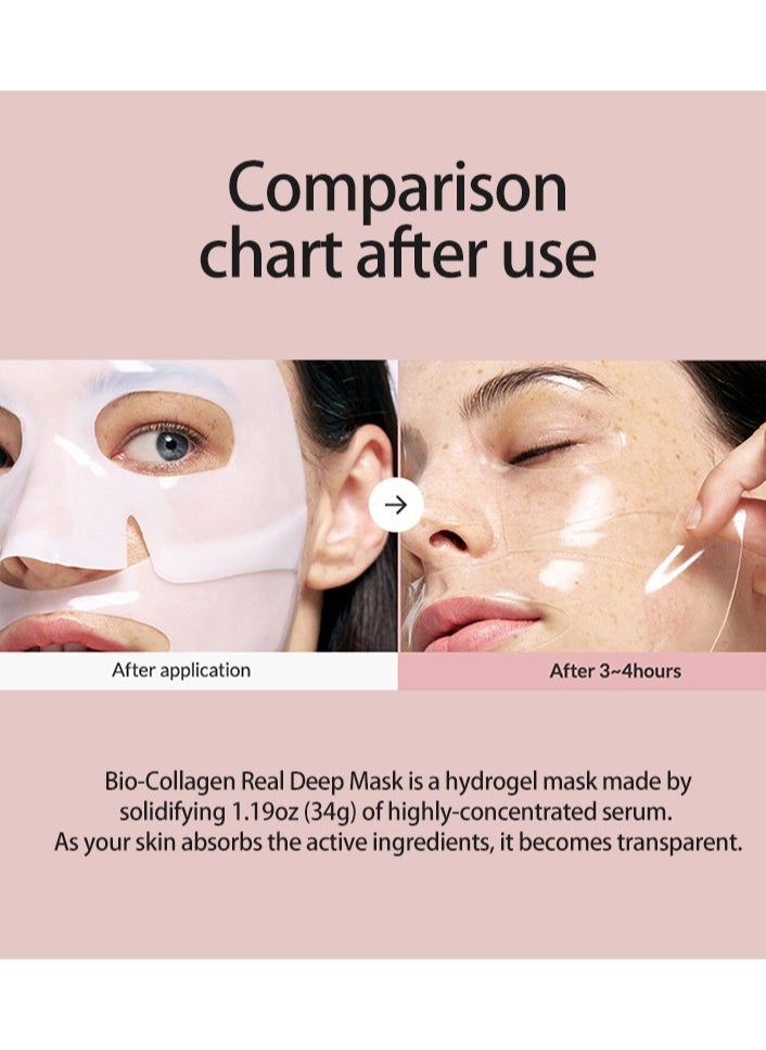 BIODANCE Bio-Collagen Real Deep Mask, Hydrating Overnight Hydrogel Mask, Pore Minimizing, Elasticity Improvement, 34gx4pcs