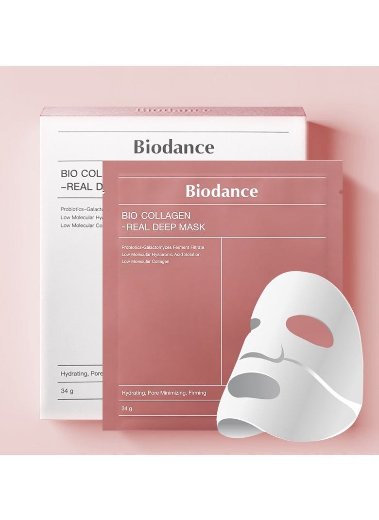 BIODANCE Bio-Collagen Real Deep Mask, Hydrating Overnight Hydrogel Mask, Pore Minimizing, Elasticity Improvement, 34gx4pcs