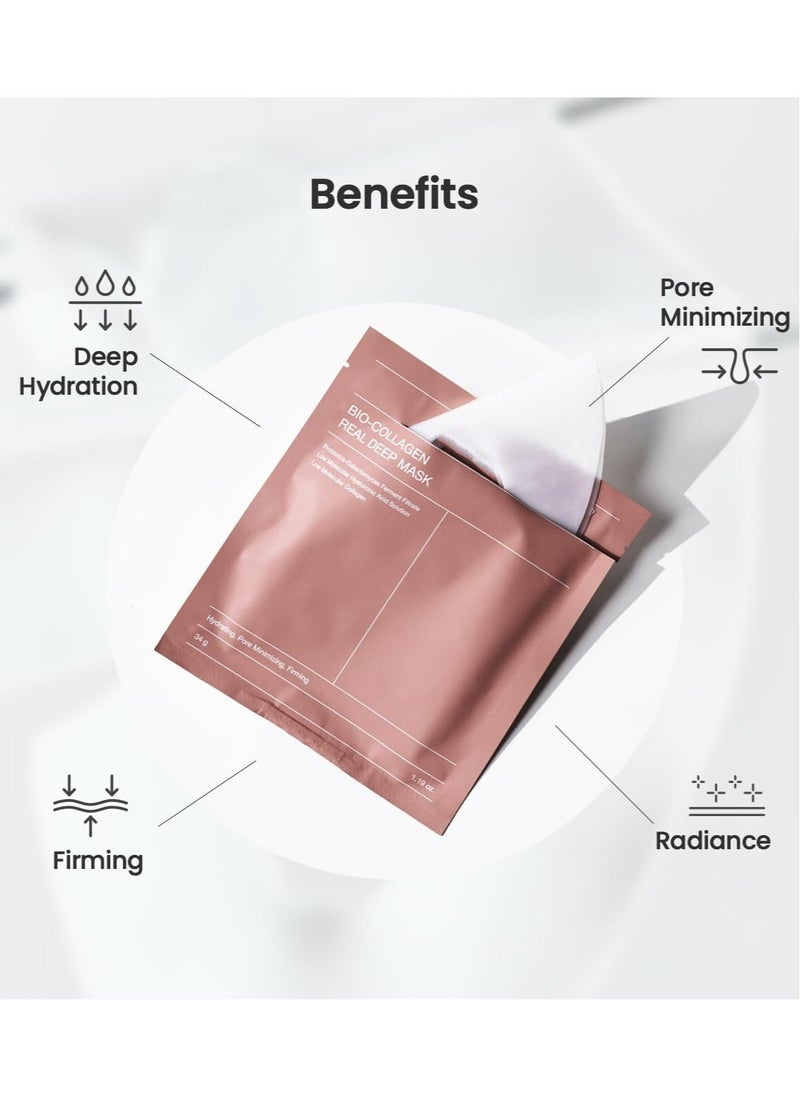 BIODANCE Bio-Collagen Real Deep Mask, Hydrating Overnight Hydrogel Mask, Pore Minimizing, Elasticity Improvement, 34gx4pcs