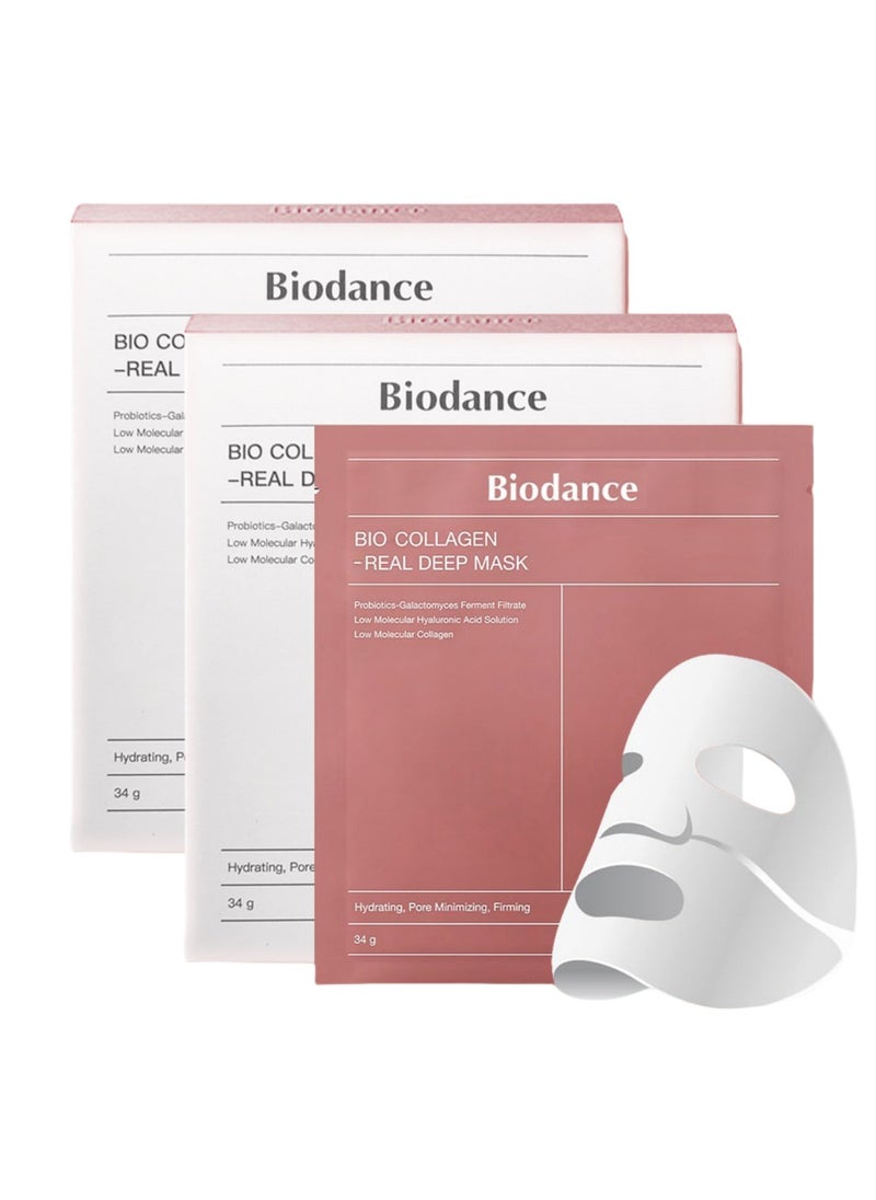 2-PACK BIODANCE Bio-Collagen Real Deep Mask, Hydrating Overnight Hydrogel Mask, Pore Minimizing, Elasticity Improvement, 34gx4pcsx2