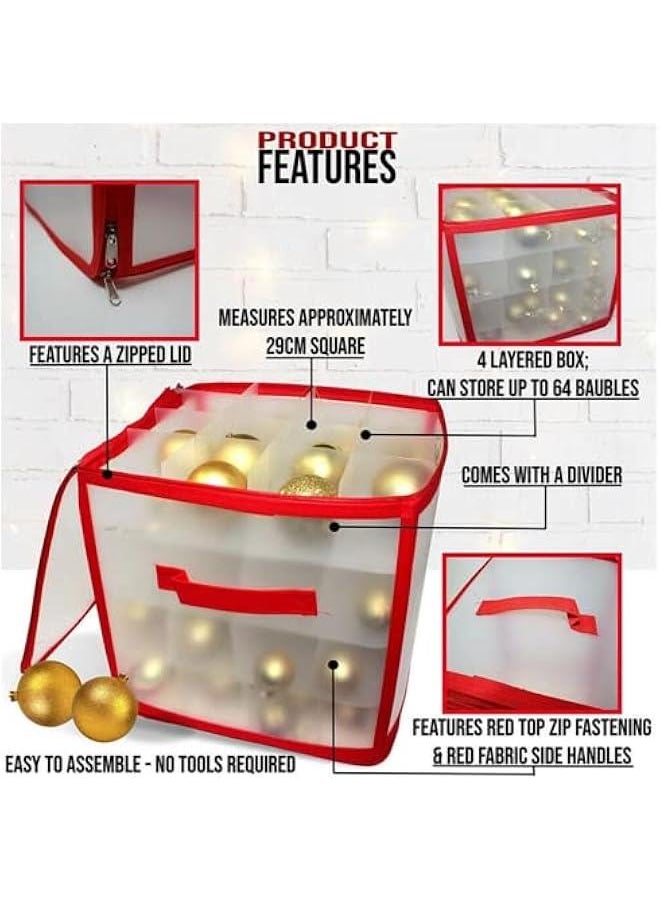 64 Baubles Storage Box Christmas Balls Storage Organizer Xmas Tree Decorations Organizer Bauble Storage Divider Toys Storage Box