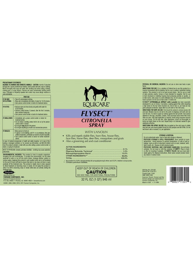 Farnam Equicare Farnam Farnam Flysect Citronella Spray, 32 fl. oz.