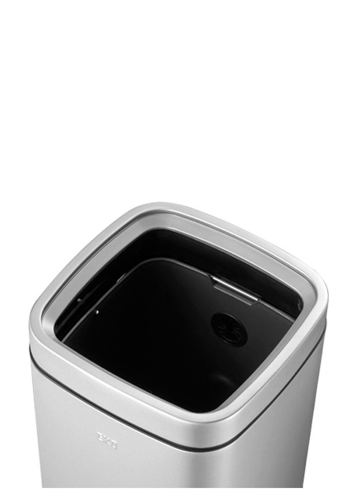 LAGUNA SERIES | Brushed Stainless Steel Finish | Fingerprint-Resistant | Open-Top Trash Bin | Metallic Grey | Large | 35L