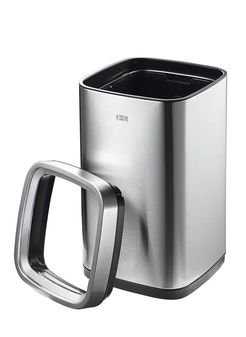 LAGUNA SERIES | Brushed Stainless Steel Finish | Fingerprint-Resistant | Open-Top Trash Bin | Metallic Grey | Large | 35L