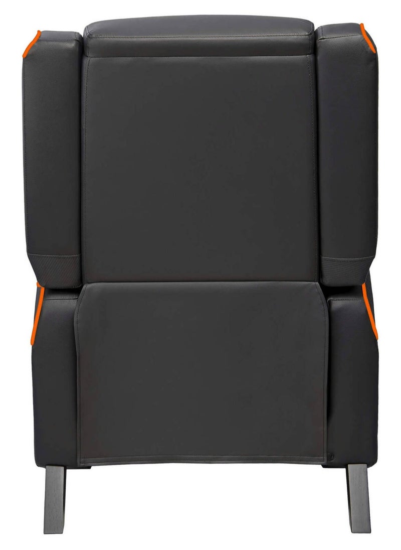 Cougar Ranger S Gaming Sofa, Adjustable Recline 115°-157°, Movable Footrest, Side Storage Pocket, Ergonomic Headrest & Lumbar Pillow, Breathable PVC Leather, Steel Frame, Up to 160kg Weight Capacity, Black/Orange | 3MRGSORB.0001