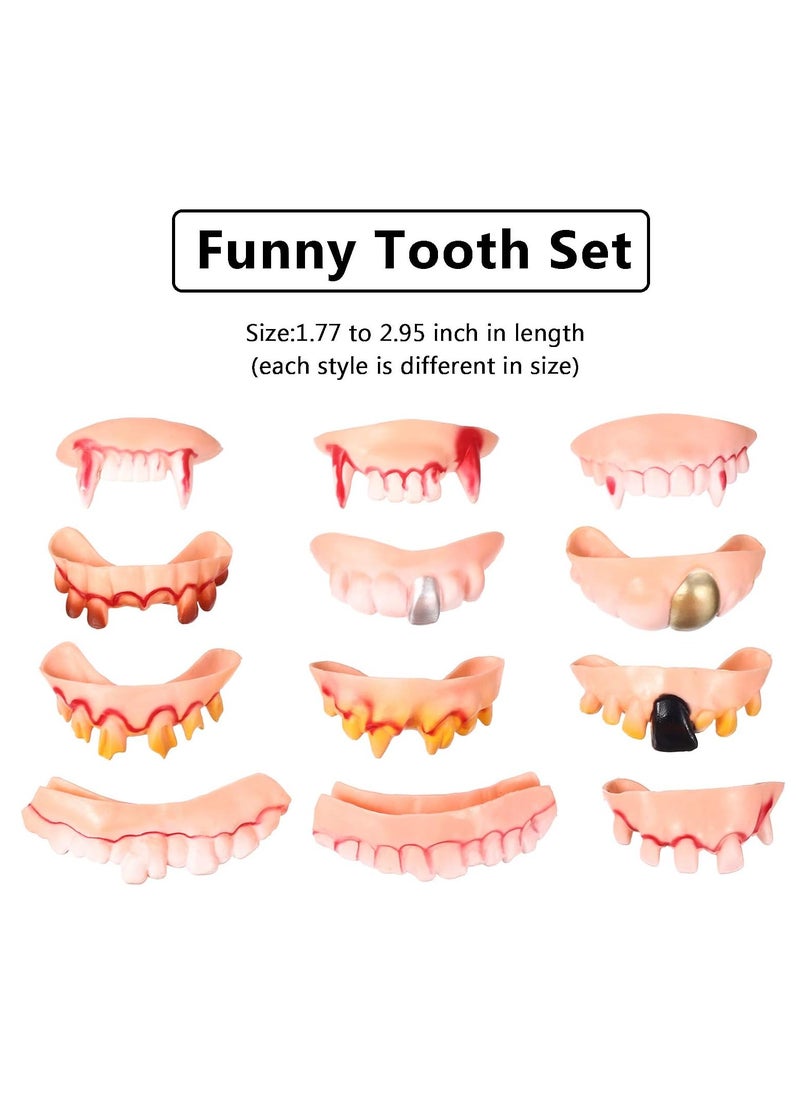 12 Pack Fake Teeth Ugly Costume Party Fun Prank Wan Party Decorations, Funny Role Playing Props, Boys Girls Adult Holiday Party Gifts