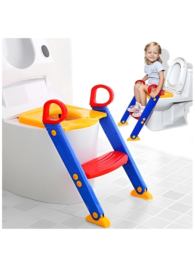 Baby Toilet Potty Training Seat, Training Toilet Seat, Potty Seat with Step Stool Ladder, for Kids Boys Girls Toddlers, Comfortable Safe Potty Seat, with Anti-Slip Pads