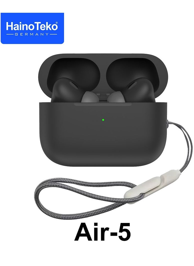 Haino Teko Air-5 True Wireless Stereo Earbuds with Multi Functional Touch Control HD Clear Microphone High Bass Sound Quality and Charging Case for Android mobiles and Tablets Black