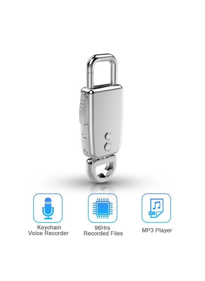 JNN S20 Zinc Alloy Keychain Voice Recorder, Memory:8GB(Silver)