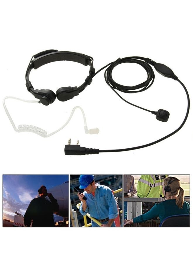 Throat control Transceiver Earpiece Headset for Walkie Talkies, 3.5mm + 2.5mm Plug(Black)