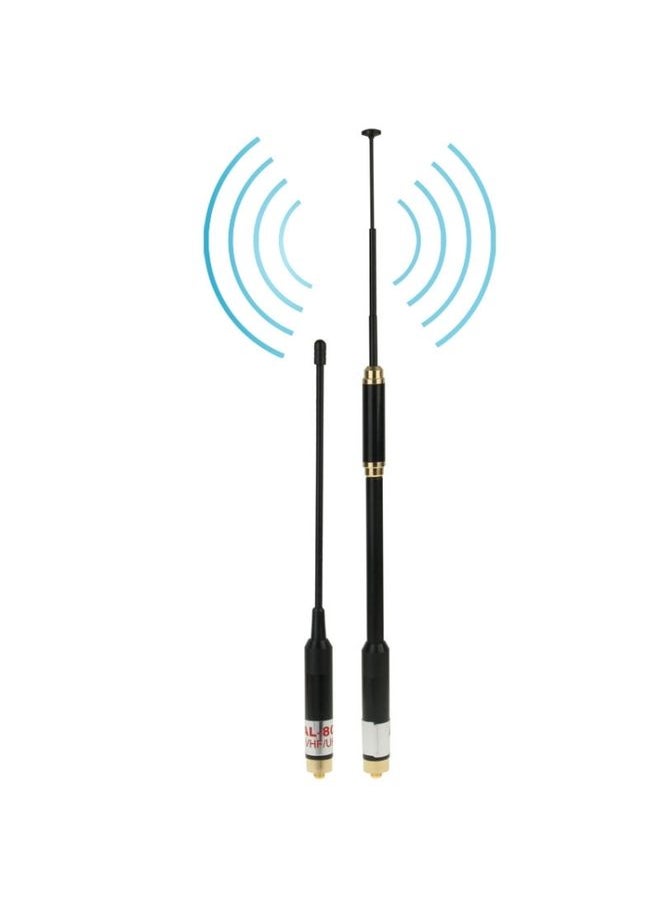 AL-800 Dual Band 144/430MHz High Gain SMA-F Telescopic Handheld Radio Dual Antenna for Walkie Talkie, Antenna Length: 22cm / 86cm