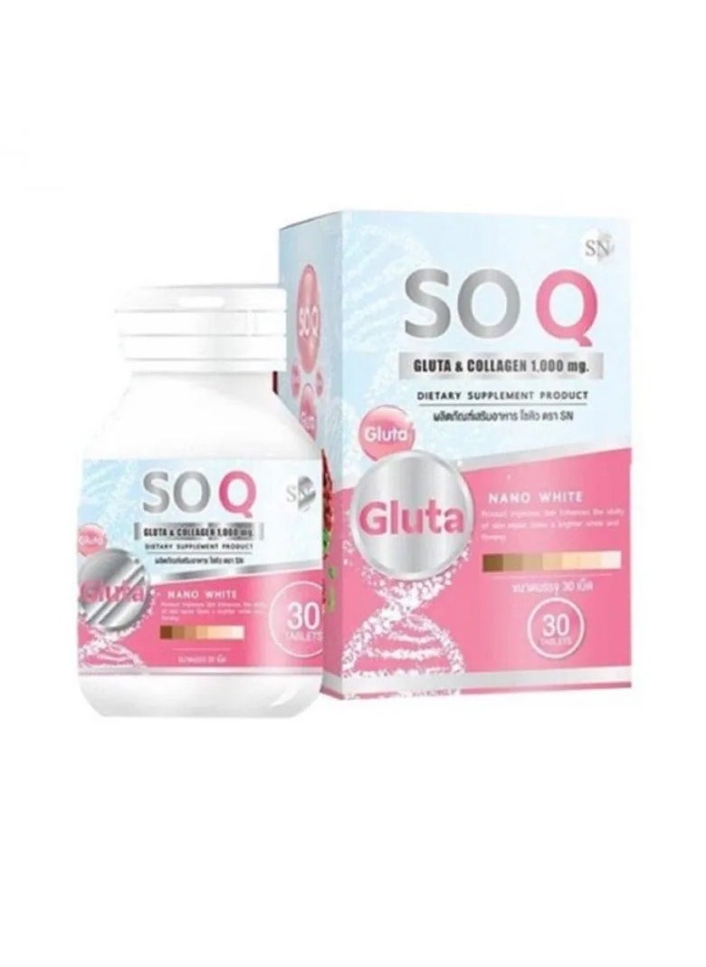 Soq Gluta & Collagen 1,000mg Nano White (30 Tablets)