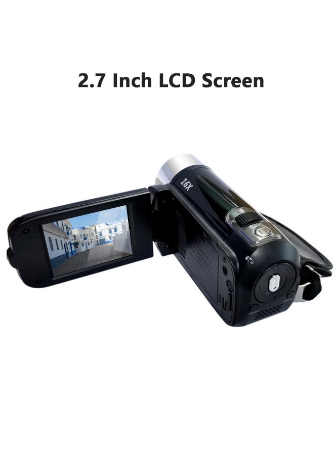 Portable 1080P High Definition Digital Video Camera DV Camcorder 16MP 2.7 Inch LCD Screen 16X Digital Zoom Built-in Battery