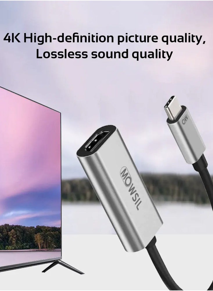 USB-C to HDMI 4K Adapter, Ultra-Slim & Portable, 4K High-definition Picture Quality, Lossless Sound Quality, Plug & Play, Grey