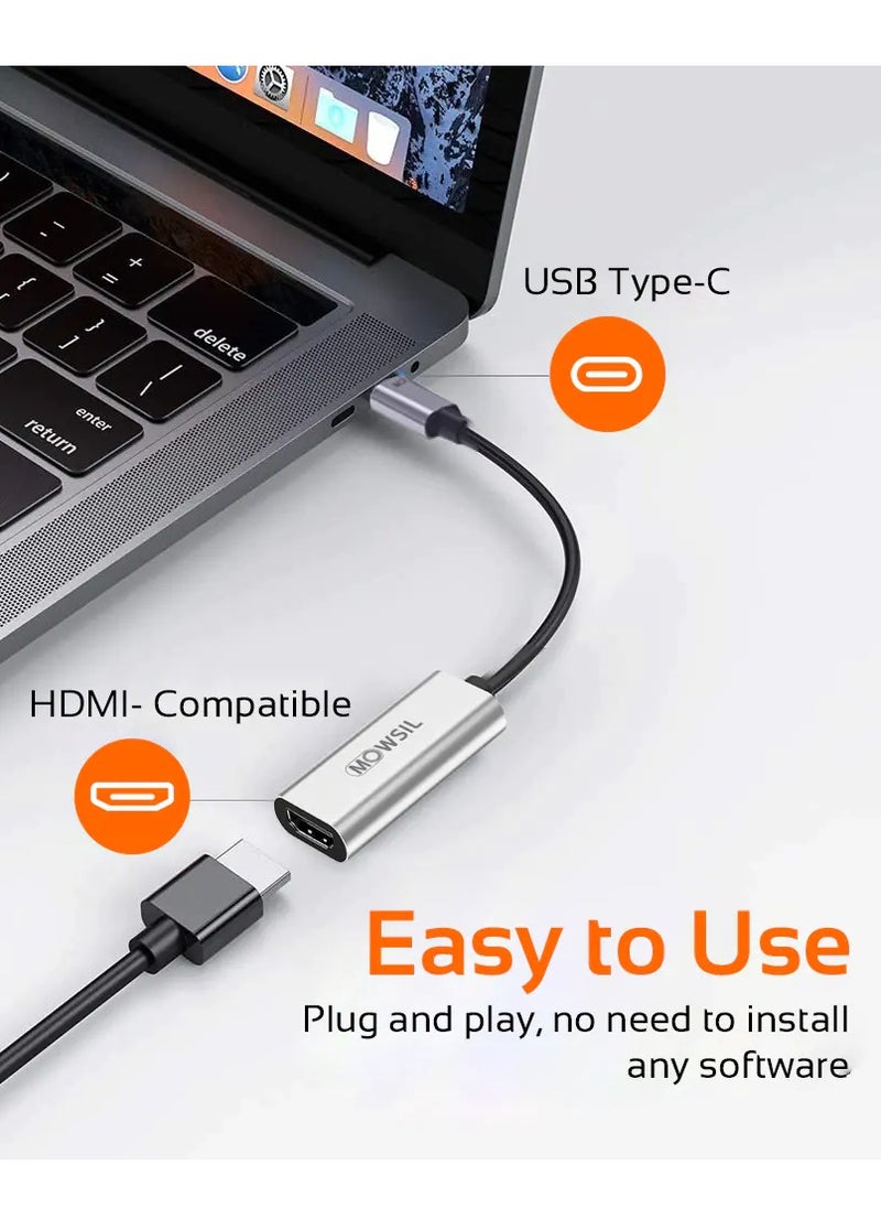 USB-C to HDMI 4K Adapter, Ultra-Slim & Portable, 4K High-definition Picture Quality, Lossless Sound Quality, Plug & Play, Grey