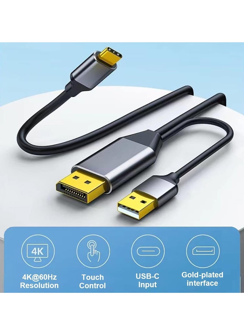 HDMI to USB C Adapter Cable 4K60Hz 6.6FT, DP Male to Type-C Male Converter, HDMI 2.0 Compatible with Xreal Air, Nreal Air, Steam Deck Dock, PS5, Xbox, Portable Monitor