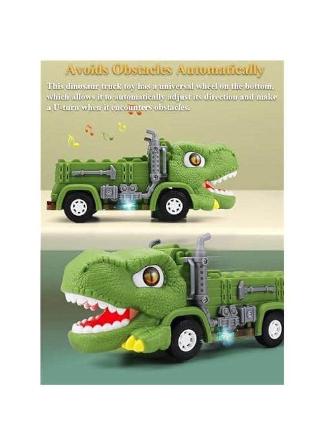 2 in 1 Dinosaur Slide Toy Set, Triceratops Sliding Track Toy Set Tyrannosaurus Automatic Slide Down Toy Dinosaur Truck Toy Dino Ferris Wheel Toy Dino Race Track Toy (Tyrannosaurus)