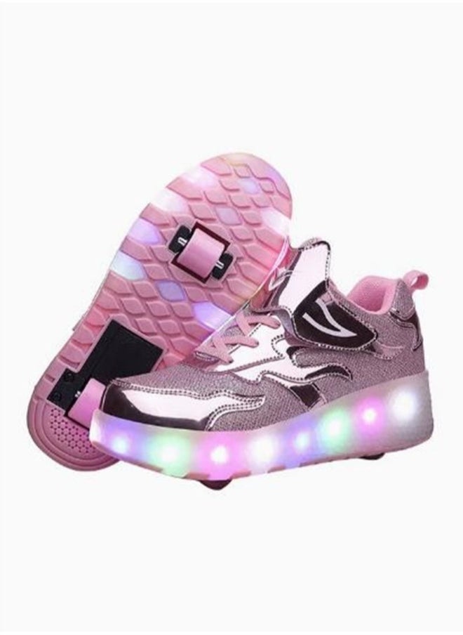 LED Flash Light Fashion Shiny Sneaker Skate Shoes With Wheels And Lightning Sole