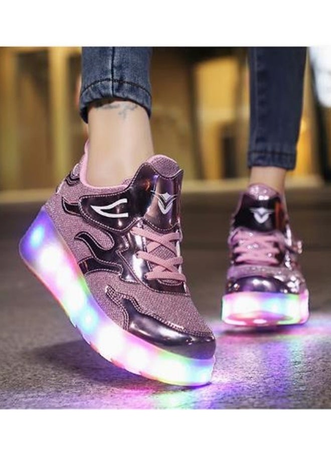 LED Flash Light Fashion Shiny Sneaker Skate Shoes With Wheels And Lightning Sole