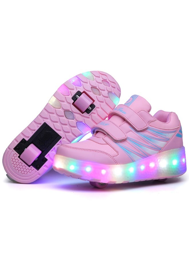 LED Flash Light Fashion Shiny Sneaker Skate Shoes With Wheels And Lightning Sole