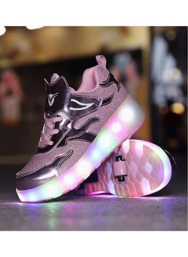 LED Flash Light Fashion Shiny Sneaker Skate Shoes With Wheels And Lightning Sole