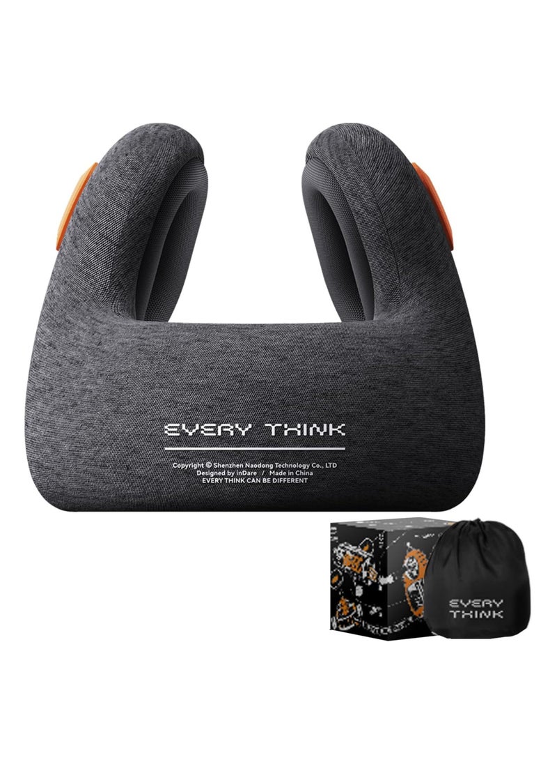 EVERY THINK Travel Pillow for Neck Support, Memory Foam Neck Pillow with Noise Canceling Earmuffs, Carrying Case for Sleeping, Airplane, Travel Rest - Black