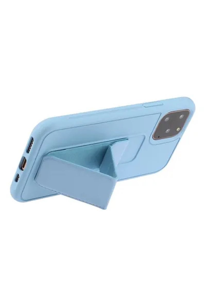 Apple iPhone 14 Pro Case With Hand Grip Foldable Magnetic Kickstand Wrist Strap Finger Grip Cover 6.1 Inch Light Blue