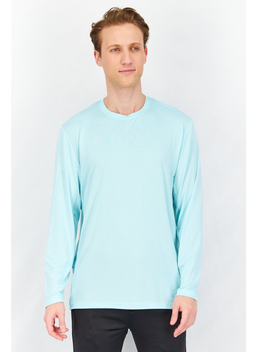 Men Sportswear Fit Long Sleeve Golf Top, Turquoise