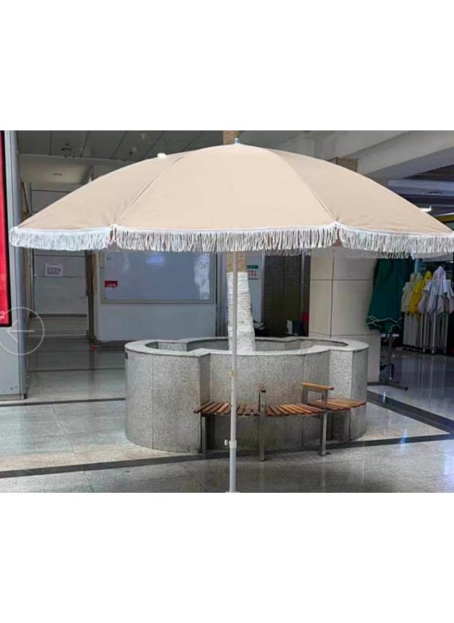 Outdoor Patio Beach Garden Umbrella with Tassel Size: 240cm Diameter