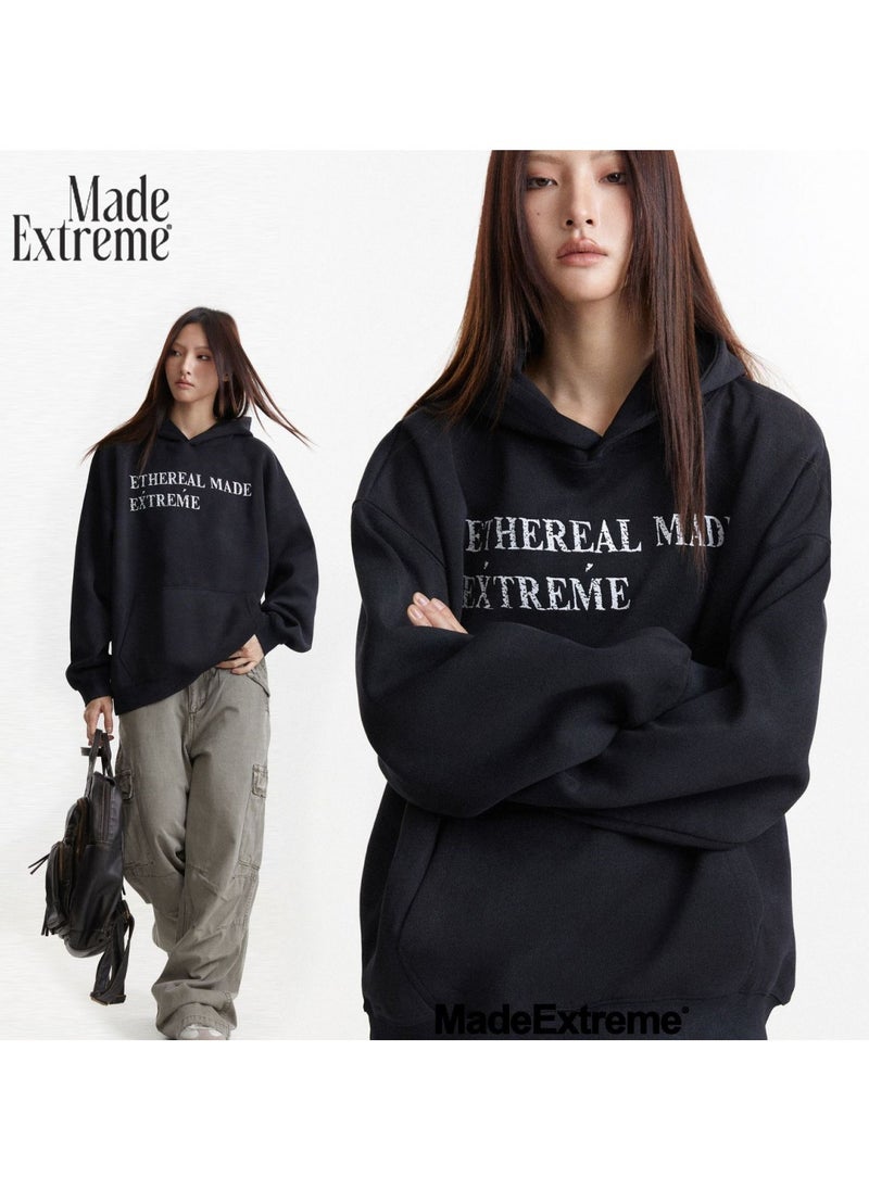 MADEEXTREME Dirty Cotton Washed Outdated American Letter Printed Premium Hoodie