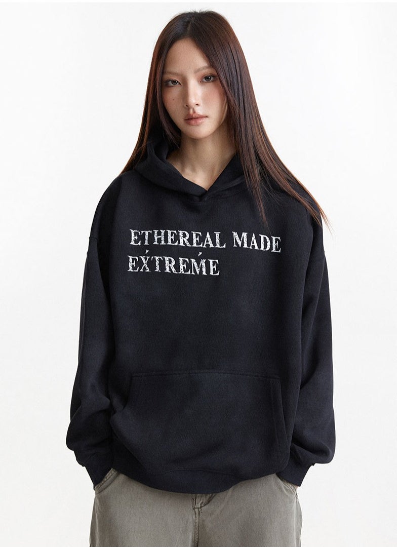 MADEEXTREME Dirty Cotton Washed Outdated American Letter Printed Premium Hoodie