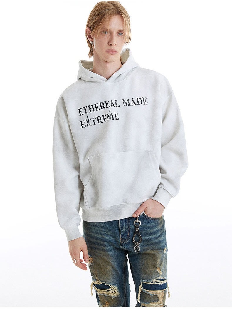 MADEEXTREME Dirty Cotton Washed Outdated American Letter Printed Premium Hoodie