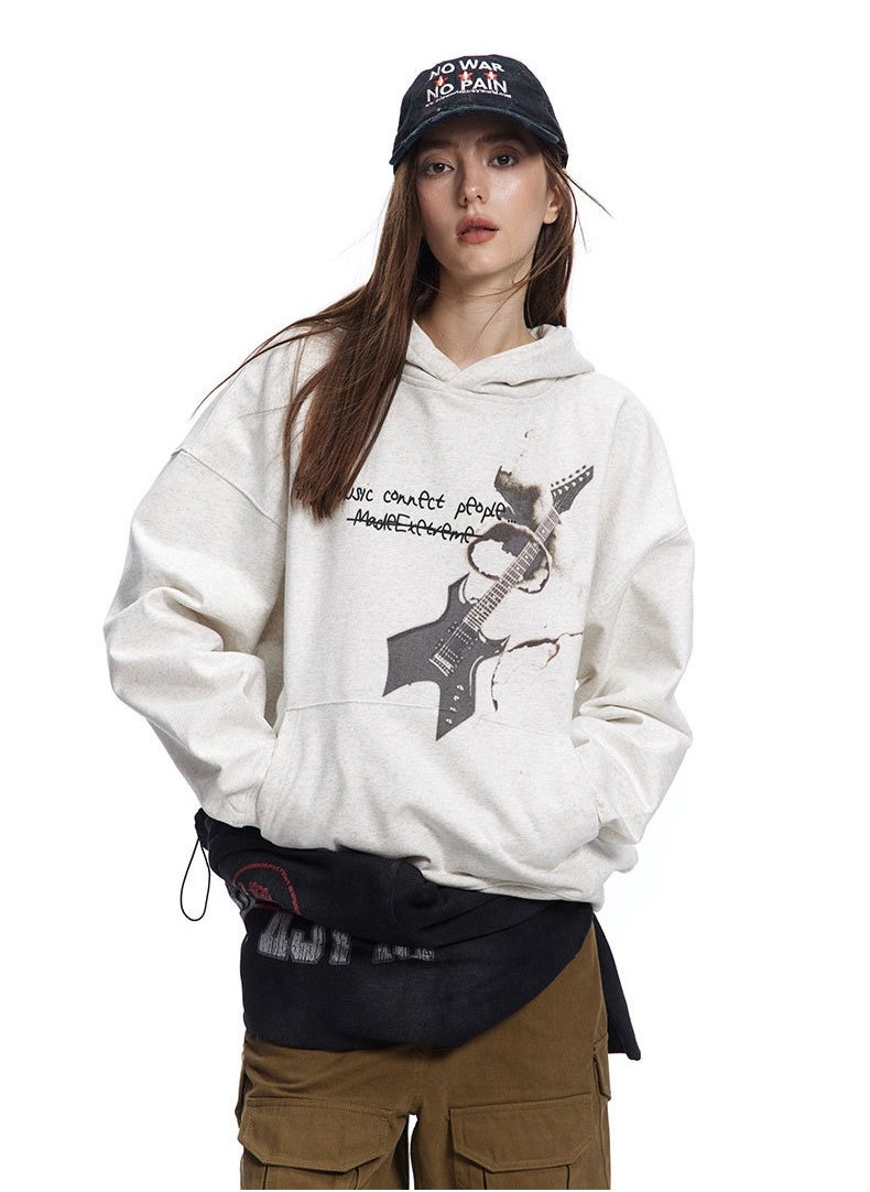 MADEEXTREME Printed Vintage Hooded Sweatshirt