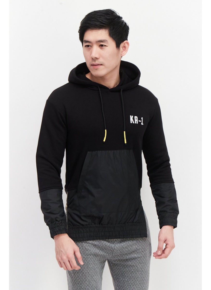 Men Sportswear Fit Long Sleeves Outdoor Hoodies, Black