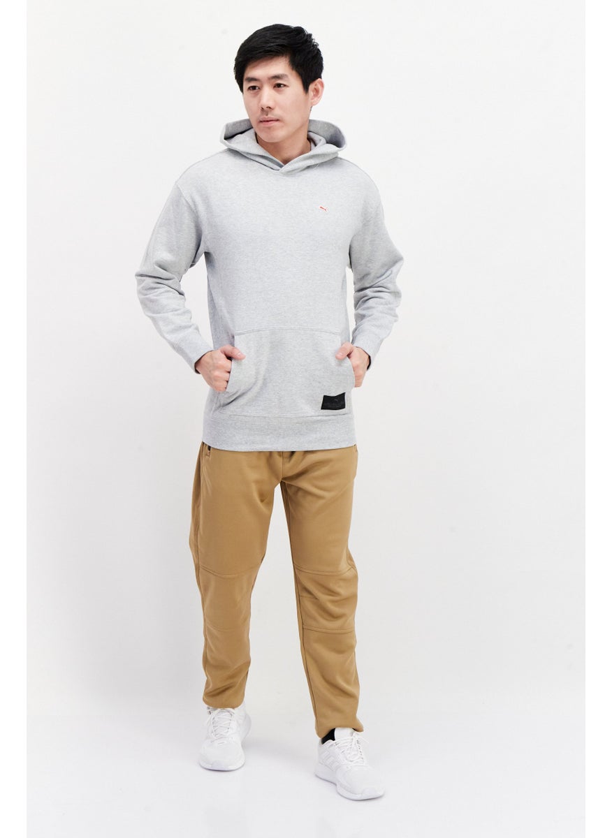 Men Sportswear Fit Long Sleeve Outdoor Hooded Sweatshirt, Light Grey Heather