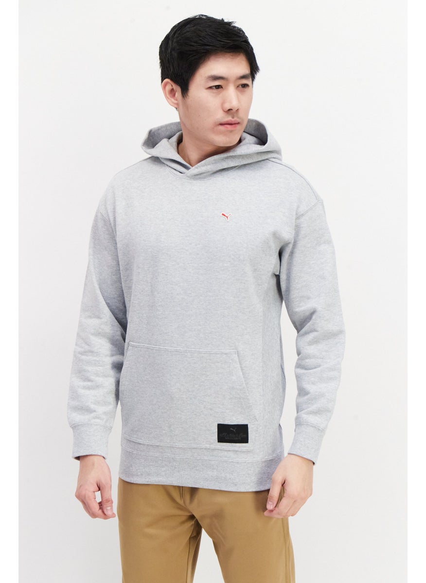 Men Sportswear Fit Long Sleeve Outdoor Hooded Sweatshirt, Light Grey Heather