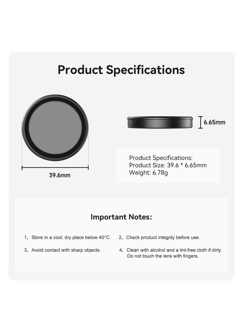 UV Protection Filter for DJI Osmo Action 5/4/3 – High Transparency, Anti-Reflective, Multi-Layer Coating, Aluminum Alloy Frame, Schott Glass, Nano Coating for Waterproof, Scratch, Dust & Smudge Resistance – No Vignetting, True Color Accuracy