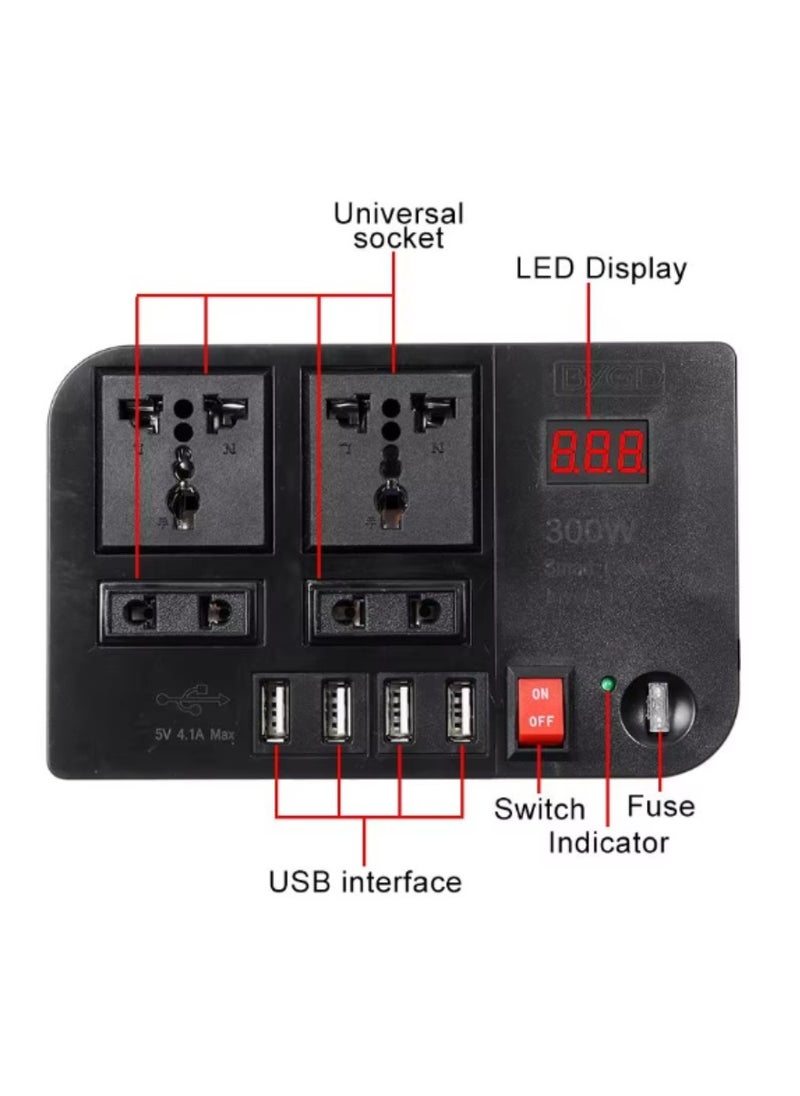 200W Car Power Inverter DC 12V To 220V AC Converter LED Display Sockets Modified Sine Wave Power Inverter With 4 USB Ports For Laptop Car Plug Adapter Car Power Inverter Car Charger Fast Charger