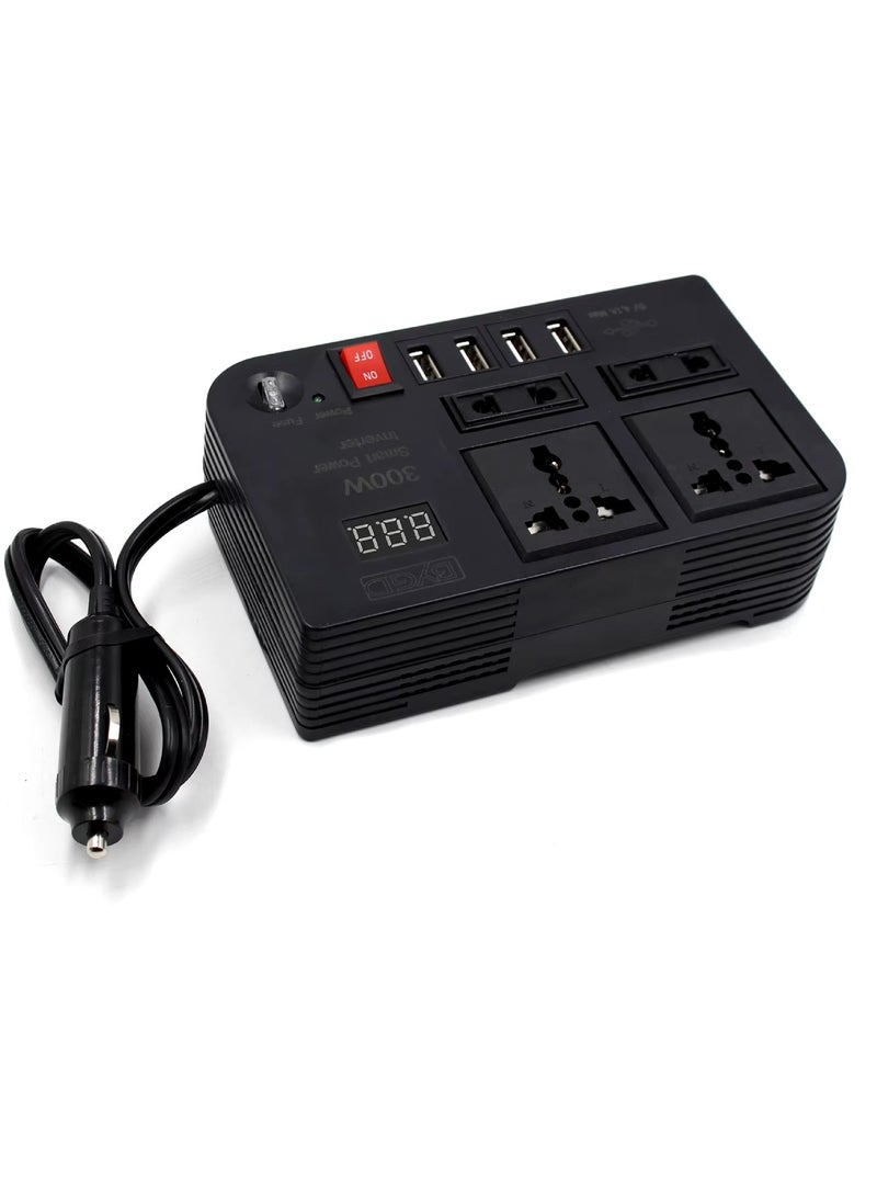 200W Car Power Inverter DC 12V To 220V AC Converter LED Display Sockets Modified Sine Wave Power Inverter With 4 USB Ports For Laptop Car Plug Adapter Car Power Inverter Car Charger Fast Charger