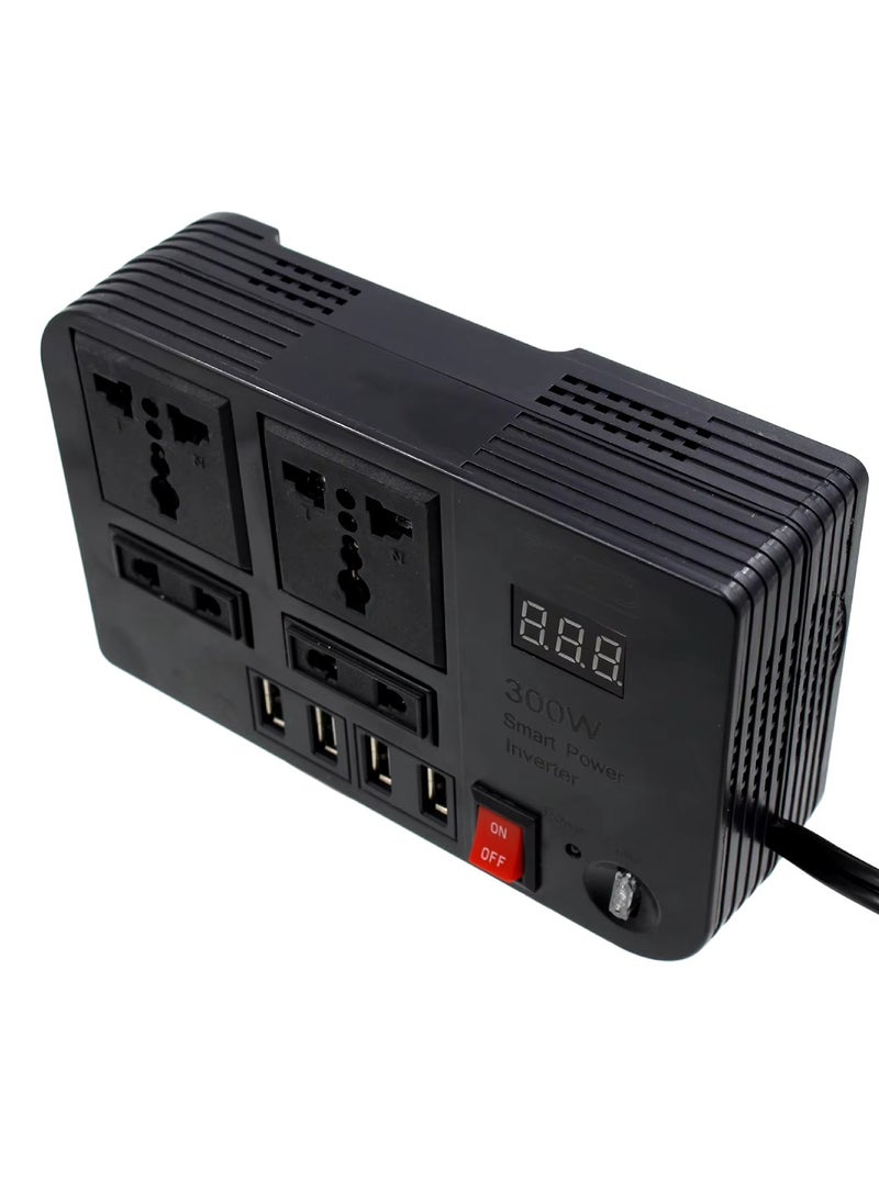 200W Car Power Inverter DC 12V To 220V AC Converter LED Display Sockets Modified Sine Wave Power Inverter With 4 USB Ports For Laptop Car Plug Adapter Car Power Inverter Car Charger Fast Charger